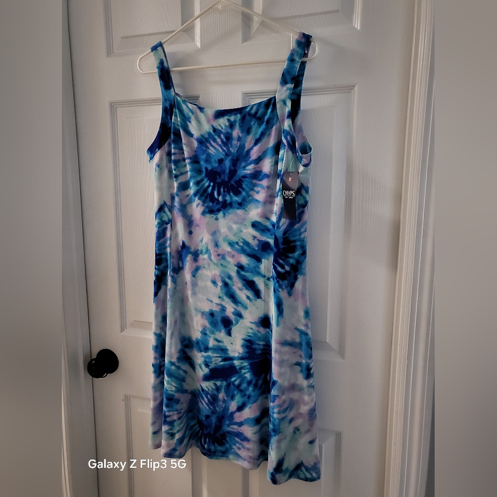 Blue Tie-Dye Sleeveless Dress